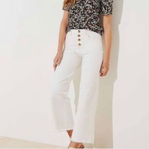 NWT LOFT Black High Waisted Wide Leg Crop Jeans